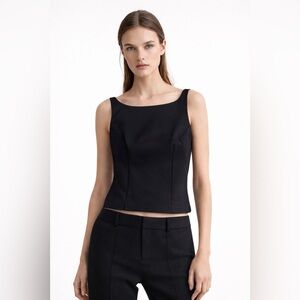 A-List Vintage Black Corset Vest Top Cropped Minimalist 90s Chic